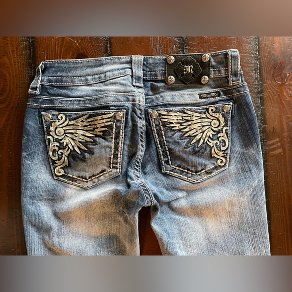 Miss Me mid-rise boot cut jeans size 27 X 27.5 5 junior altered EC~ - Picture 6 of 12